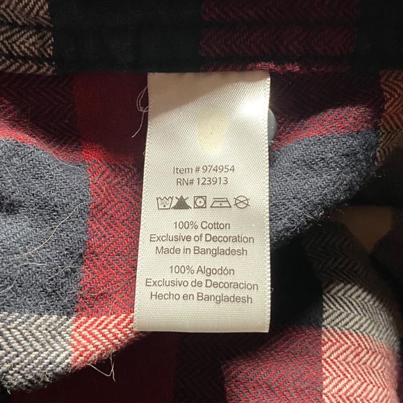 Jachs Plaid Button Up Flannel Shirt Long Sleeve 100% Cotton Casual Red Large - Picture 4 of 5